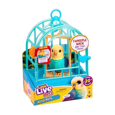 Little Live Pets My Really Real Talking Bird Toy & Cage - Indie, Interactive Voice Repeating Toy, 20+ Sounds & Reactions, Talking Toys for Kids 5-7