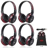 SIMOLIO Two Channel Infrared Headphones for Honda Odyssey, Pilot, uConnect VES, Chrysler Pacifica, Town and Country, GMC Yukon, Nissan Armada, IR Wireless Headphones for Car DVD Player Kids, 4 Pack