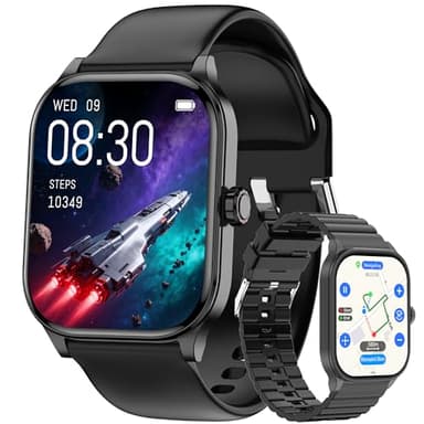 Smart Watch for Women Men with Text and Call, 2025 New AI Smartwatches with Heart Rate/SpO2/Sleep/Stress Monitor, 100+ Sports Modes, GPS Fitness Watches Compatible with iOS/Android (Map, Black)