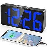 Alarm Clock for Bedroom, 7 In Large Display Digital Clock with Dual Alarms&USB Charger Ports,Night Light,Battery Backup,Adjustable Brightness&Volume,DST, Loud Desk Clock for Kid Boy Girl Heavy Sleeper