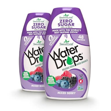 SweetLeaf Water Drops, Mixed Berry – Sugar-Free Water Enhancer Drops, Stevia & Monk Fruit Sweetener Water Flavoring, 1.62 Oz (Pack of 2)