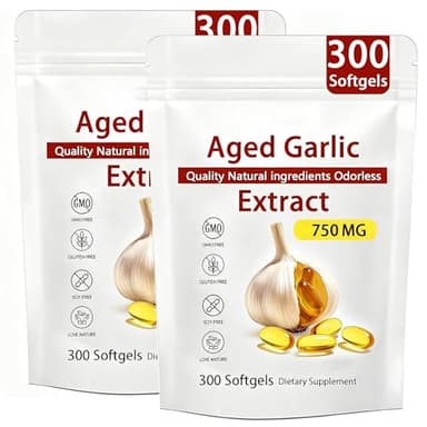 Aged Garlic Extract – 300 Count Odorless Garlic Supplement for Heart & Immune Support – Non-GMO, All-Natural Softgels, 2-Year Matured for Antioxidant Wellness (2)