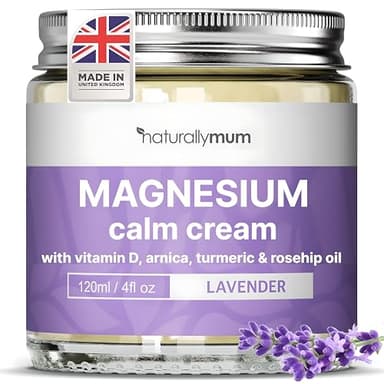 NaturallyMum - Magnesium Cream with Vitamin D3 [4 Fl Oz] - Magnesium and Vit D Lotion - Turmeric & Arnica Calm Cream - Magnesium and Vit D3 - Lavender