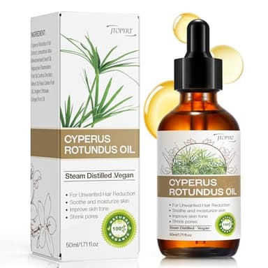 Jtopyrt Cyperus Rotundus Oil for Hair Removal: Reduces Unwanted Hair Growth, Slows Regrowth, Soothes Skin & Shrinks Pores Suitable for All Skin Types (1.71 Fl Oz)