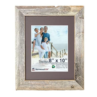 BarnwoodUSA Farmhouse Picture Frame with Mat - Rustic 11x14 Frame w/ 8x10 Opening - Vintage Style Reclaimed Wood Wall & Tabletop Picture Frames - Perfect 1-1/2" Stunning Wooden Frames for Home Decor