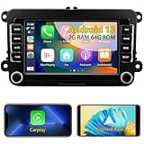 Android 12 Car Stereo with Wireless Carplay Android Auto for Volkswagen Beetle Tiguan Passat Golf Polo Jetta Skoda Seat, 7 Inch Car Radio Touchscreen Head Unit with GPS Navigation WiFi Bluetooth FM