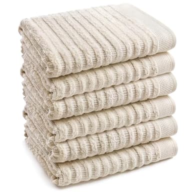 Softerry Pure Organic Cotton Hand Towel Set - 100% Soft Cotton - Extra Absorbent and Durable - 500 GSM Quick Dry - Luxury Hotel & Spa Quality - Fade Resistant - Eco Friendly (Natural - 6pc Hand)