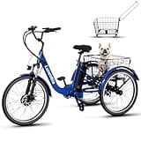 LUXECYCLES Electric Tricycle for Adults, 24" Electric Trike, 7 Speeds 3 Wheel Electric Bikes 350W(Peak 500W) with 48V 13Ah Removable Battery & Removable Large Basket/UL 2272 Certified