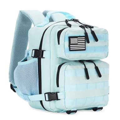HongXingHai 9L Mini Tactical Backpack for Men and Women, Tactical Backpack Small for Hiking, Small Tactical Bag（Light Blue）
