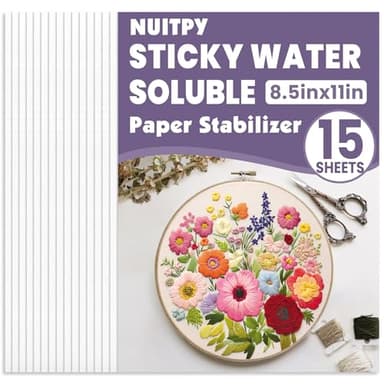 15PCS 8.5" x 11" Water Soluble Stabilizer for Embroidery, Stick and Stitch Embroidery Paper Wash Away, Embroidery Stabilizer, Water Soluble Embroidery Patterns, Embroidery Transfer Paper
