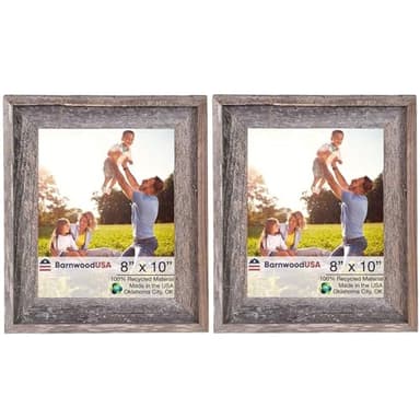 BARNWOODUSA | Farmhouse 8x10 Signature Picture Frame | 2-Pack | 2 inch Molding | 100% Reclaimed Wood | Rustic | Natural Weathered Gray