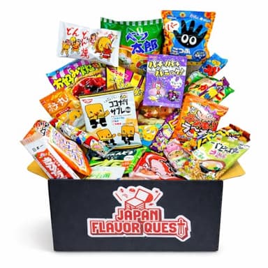 Japan Flavor Quest Japanese Dagashi Snack Box – 50 Dagashi Classics & Japanese Candy Variety Pack | Asian Goodies, Mystery Assortment from Japan, International Gift Box for Kids & Adults