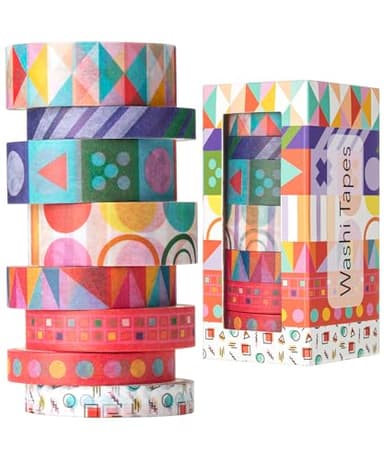 Mr. Pen- Washi Tape Set, 8 Rolls, Geo Labyrinth, Decorative Tape, Washi Tapes, Scrapbook Tape, Scrapbook Washi Tape for Journaling