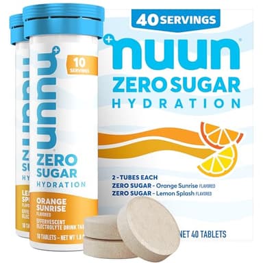 Nuun Zero Sugar Hydration Electrolyte Tablets - Sodium, Potassium, Chloride, Calcium, Magnesium, Light & Delicious Fruit Flavors, No Sugar, Gluten Free, Vegan, Mixed Citrus 4 Pack (40 Servings Total)
