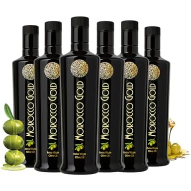 Morocco Gold Early Harvest Extra Virgin Olive Oil – Cold Pressed – Polyphenol Rich 652mg/kg EVOO Fresh Harvest Pure and Natural. 6 x 500ml (6 Bottles For The Price Of 5)