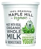 Maple Hill Creamery Organic Cream on Top Yogurt - USDA Organic Whole Milk Yogurt – Unsweetened No Sugar Added– 100% Certified Grass-Fed Yogurt, Plain, 32 oz
