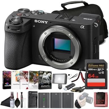 Sony α6700 APS-C Mirrorless Camera (ILCE-6700) – 26 MP Exmor R Sensor |4K 120p/10-bit Video | 64GB Card, 2 x NP-FZ100 Battery, Card Reader, LED Light, Photo Software, HDMI Cable, Case and More