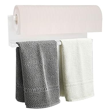 Magnetic Paper Towel Holder for Refrigerator, Kitchen Towel Bar Magnetic Paper Rack Multi Function Made of Iron,Used for Kitchen,Bathroom,Toilet, Drill Free (White, Medium)