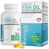 Bronson Omega 3 Fish Oil Triple Strength 2720 mg, High EPA 1250 mg DHA 488 mg, Non-GMO Heavy Metal Tested, 180 Softgels