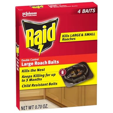 Raid Large Roach Baits, Child Resistant, for Indoor Use, Kills Roaches for 3 Months, 4 Count