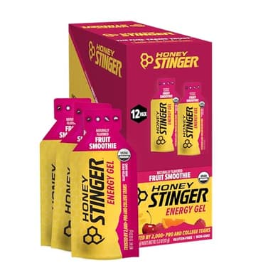 Honey Stinger Organic Fruit Smoothie Energy Gel | Gluten Free & Caffeine Free | for Exercise, Running and Performance | Sports Nutrition for Home & Gym, Pre and Mid Workout | 12 Pack, 13.2 Ounce
