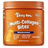 Zesty Paws Multi Collagen Soft Chews for Dogs - for Hip, Joint & Cartilage Support + Skin Health - with Collagen - Plus Eggshell Membrane, Vitamin C & Hyaluronic Acid - 90 Count