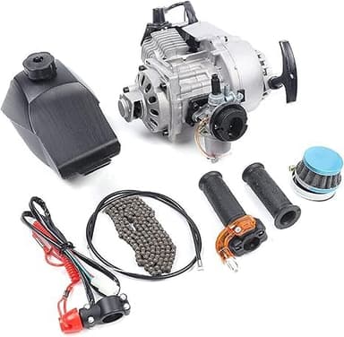 49CC 50CC 2 Stroke Bike Engine Kit, Go Kart Reverse Gearbox Motor Kit, Single Cylinder Air Cooled Pull Rope Start Motor Fits Pocket Dirt ATV or Scooter, Mini Bike Engine Bicycle