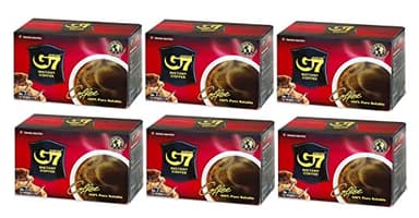 Trung Nguyen — G7 Instant Coffee — Pure Black — 100% Soluble Coffee — Strong and Bold — Instant Vietnamese Coffee (15 Packets/Box, 6 Pack)