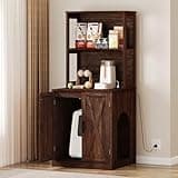 YITAHOME Large Cat Litter Box Furniture with Shelves and Charging Station, Hidden for Self-Cleaning Cat Litter Box Enclosure, Wooden Cat Cabinet for Smart Litter Box Size, Brown Oak