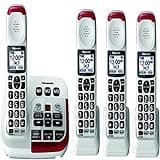 Panasonic KX-TGM420W + (3)KX-TGMA44W Amplified Cordless Phone with Digital Answering Machine Expandable upto 6 Handsets and Voice Volume Booster 40 dB