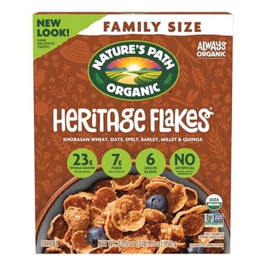 Nature's Path Organic Heritage Flakes® Cereal, 33.5 oz (Pack of 1), Ancient Grains, 23g Whole Grains, Non-GMO