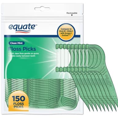 Floss Picks, Clean Mint Flavored, Built-in Tongue Cleaner, 150 Ct - Floss, Dental Floss Picks, Tooth Picks Flossers, Flossers for Adults, Dental, Tooth Floss Picks (Pack of 1)
