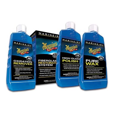 Meguiar’s Marine/RV Fiberglass Restoration System, M4965, 3-Piece Fiberglass Repair Kit with Oxidation Remover, High-Gloss Boat Polish and Wax, Christmas Gift Ideas for Car Dads