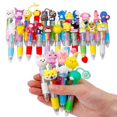 BVAROLYTH 30Pcs Mini Multicolor Pens in One 4-in-1 Cute Pens Bulk for Kids, Ballpoint Pen for Birthdays and Children's Parties, Fun Gifts Assorted Ink Kawaii Pen