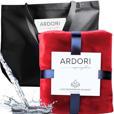 Waterproof Blanket King Size, Red & Black, 82x82"- Water Proof and Stain Resistant Blankets for Bed, Couch, Couples Fleece Moisture Absorbent, Layered Sheet Protector, Leakproof Protective Top Cover