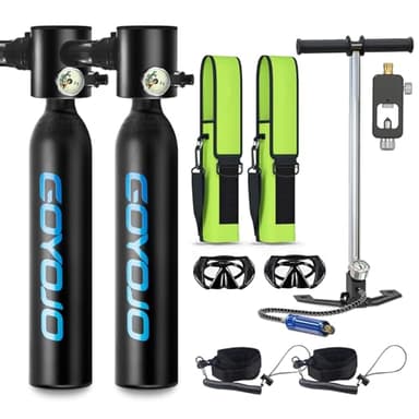 GOYOJO 0.5L Mini Scuba Tank with Pump, Portable Diving Tank, Lung Tank Kits with 3000 PSI Max Pressure, Reusable Scuba Diving Kit Gear with Pump Underwater Breathing Training