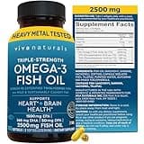 Omega 3 Fish Oil Supplement for Women and Men - 2500 mg Triple Strength Fish Oil Pills with Re-Esterified Omega 3 Fatty Acids including EPA, DHA DPA - 180 Pescatarian-Friendly Softgels