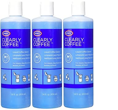 Urnex Clearly Coffee Pot Cleaner - 3 Pack - Made in the USA - French Press Liquid Cleaner for Glass Bowls Airpots Satellite Brewers and Thermal Servers Removes Coffee Oils