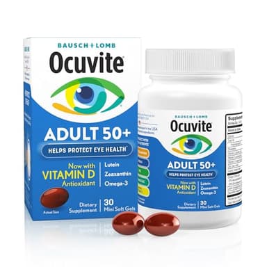 Ocuvite Eye Health, Lutein & Zeaxanthin Supplement, Eye Vitamin with Antioxidant Vitamin D, Vitamin C, E & Omega-3, Helps Protect Eye Health, 30 Softgels