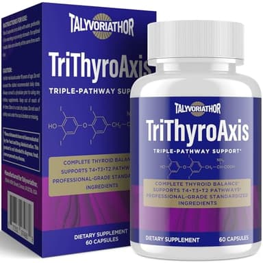 Thyroid Support Supplement for Women & Men – Professional T4, T3, T2 Triple-Pathway – Metabolism & Energy – with L-Tyrosine, Selenium, Ashwagandha & Guggul Extract – Standardized Herbs – 60 Capsules