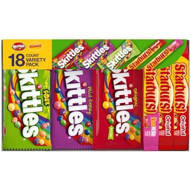 SKITTLES & Starbust Assorted Candy Variety Pack for Holidays, Gifts, Parties, Candy Assortment, 37.05 oz (18 Count) Bulk Box