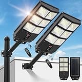 Sunwish Solar Street Lights Outdoor, Solar Lights Outdoor Wide Angle Solar Flood Lights Motion Sensor Dusk to Dawn Remote Control Waterproof IP66, Parking Lot Lights Commercial for Yard(2 Packs)
