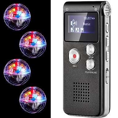 Dunzy 5 Pcs Ghost Hunting Kit Includes Digital Voice Recorders with 4 LED Cat Balls Motion Activated Cat Ball Toy Voice Activated Recorder with Playback for Pet Dog Animals(Black)