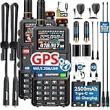 BAOFENG 5RH PRO GPS 10Ｗ Ham Handheld Radio, Multi-Band Long Range with 18.89 Inch Tactical Antenna 5RM Two Way Radio, Aviation Band Scanner, Copy Frequency Walkie Talkie APRS Type-C Charging,2 Pack