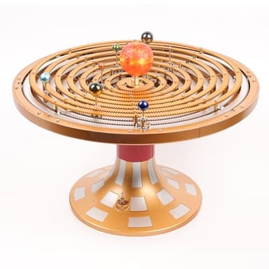 Motorized Metal Solar System Model Kit, 600+ Precision Parts Mechanical Orrery with LED Sun, STEM Astronomy Engineering Building Kit for Adults, Planetary Gear Planetarium Desk Display