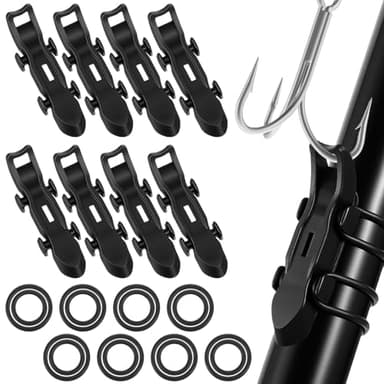 8 Pcs Hook Keeper for Fishing Rod, Fishing Hook Keeper, Fishings Bait Holder with 2 Sizes Rubber Rings, Fishings Hooks Holder Quick Installation