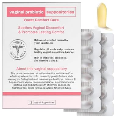 Nahid Vaginal probiotic Suppository, hyaluronic Acid Suppositories, Vaginal moisturizer, PH Balance, Restores Healthy Vaginal Odor, Yeast Comfort Care (12 Inserts)