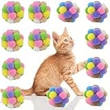 AQSXO 2 Inches Cat Toy Balls with Bell, Colorful Soft Fuzzy Balls, Cat Toys for Indoor 12 Pieces.