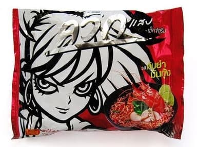 Wai Wai, Quick Zabb, Extreme, Instant Noodles, Tom Yum Mun Goong Flavour, 60 g. [Pack of 4 pieces]