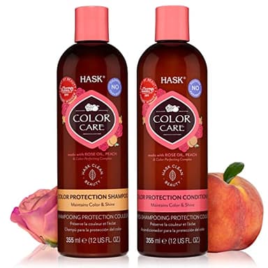 HASK Color Care Shampoo + Conditioner Set for Color-Treated Hair | Sulfate-Free, Paraben-Free, Gluten-Free, Vegan, Cruelty-Free, Color Safe | 12oz each